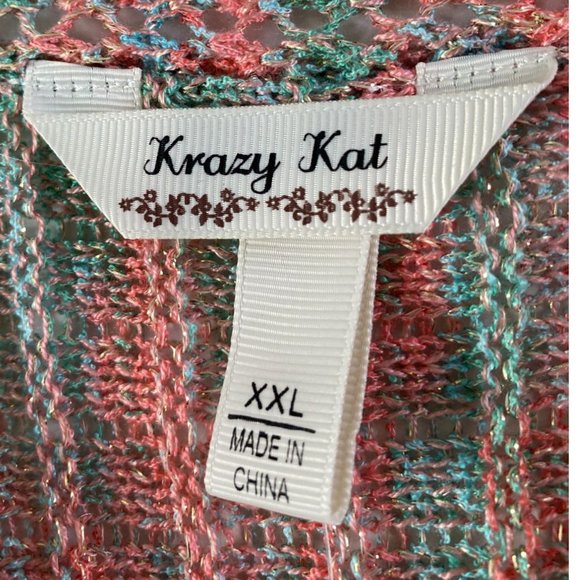 Krazy Kat Womens NWT Pink and Blue Long Line Cardigan with Glitter Size XXL - Picture 3 of 12